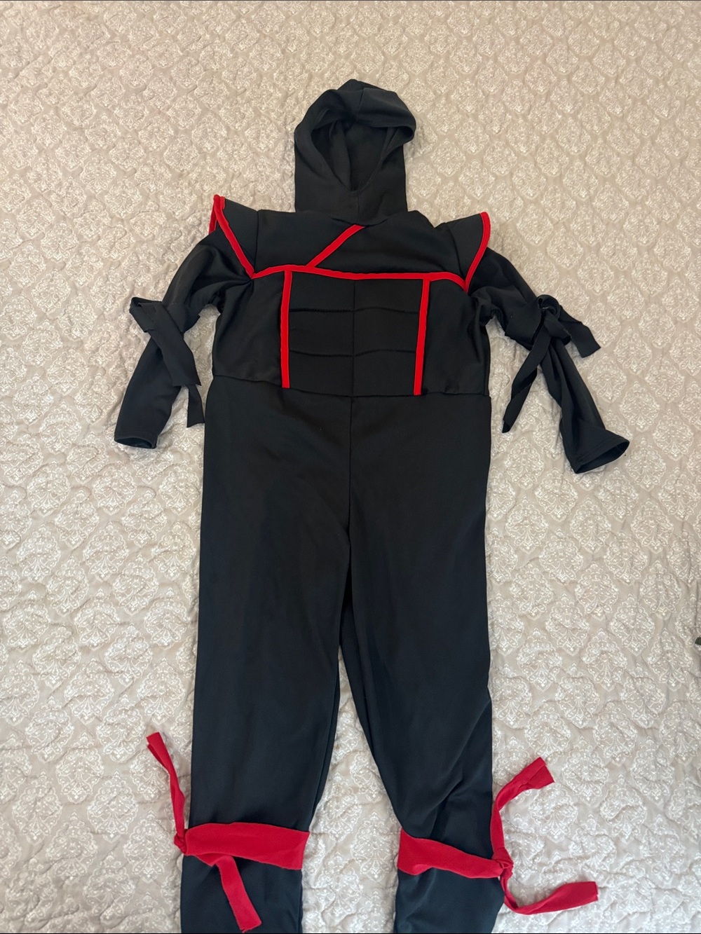Black and Red Ninja Kids Costume with Hood